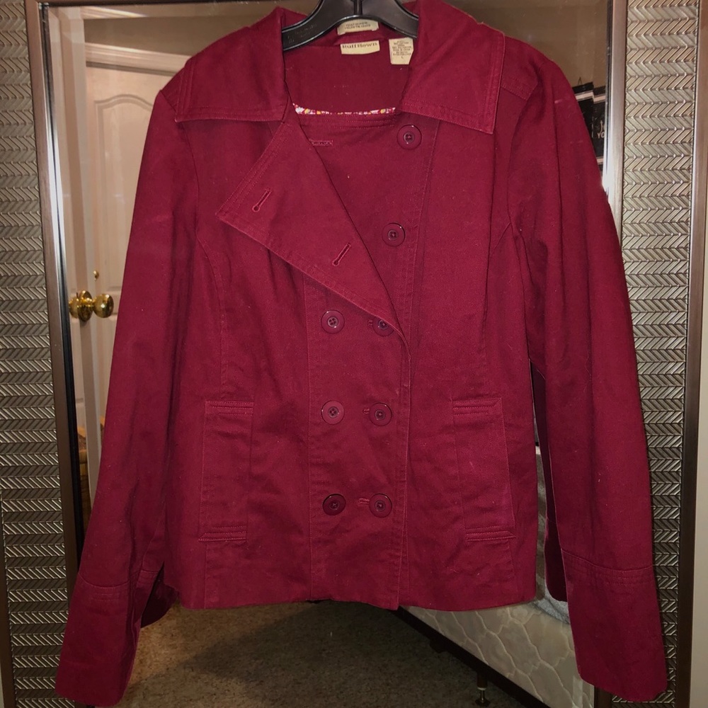 Burgundy button up jacket